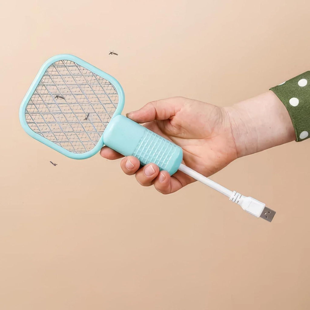 Mini Mosquito Killer Racquet Lamp 2-in-1 | USB Rechargeable Bug Zapper &amp; Night Light