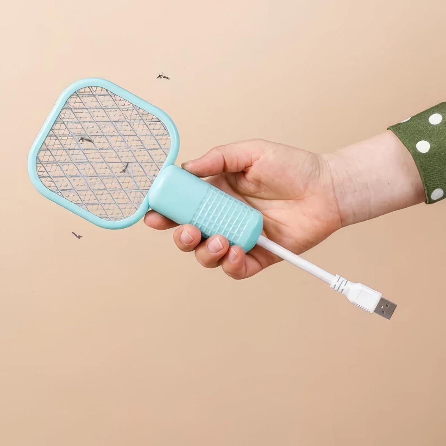Mini Mosquito Killer Racquet Lamp 2-in-1 | USB Rechargeable Bug Zapper &amp; Night Light