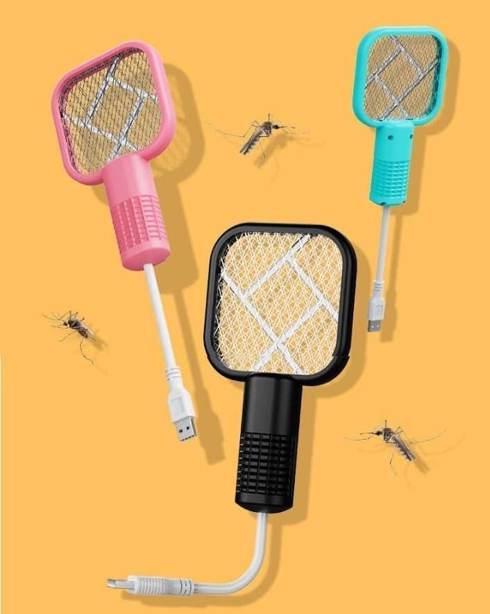 Mini Mosquito Killer Racquet Lamp 2-in-1 | USB Rechargeable Bug Zapper &amp; Night Light
