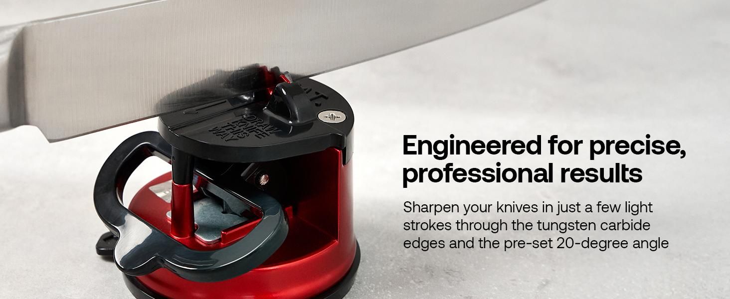 Hands-Free Knife Sharpener | Tungsten Carbide Kitchen Knife Sharpener with Suction Base