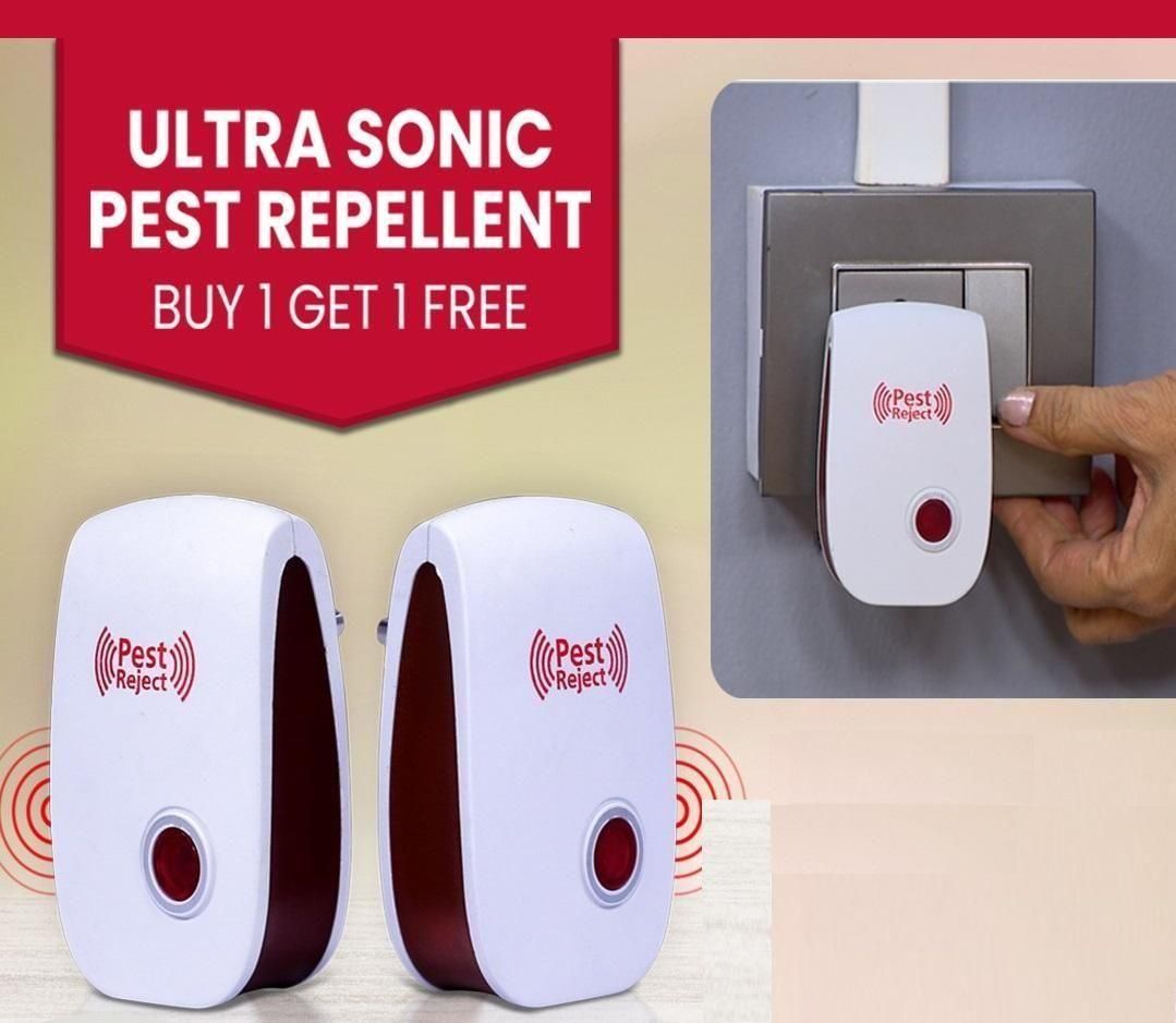 Ultrasonic Pest Repeller for Mosquito &amp; Cockroach | Chemical-Free Electronic Repellent (Pack of 2)