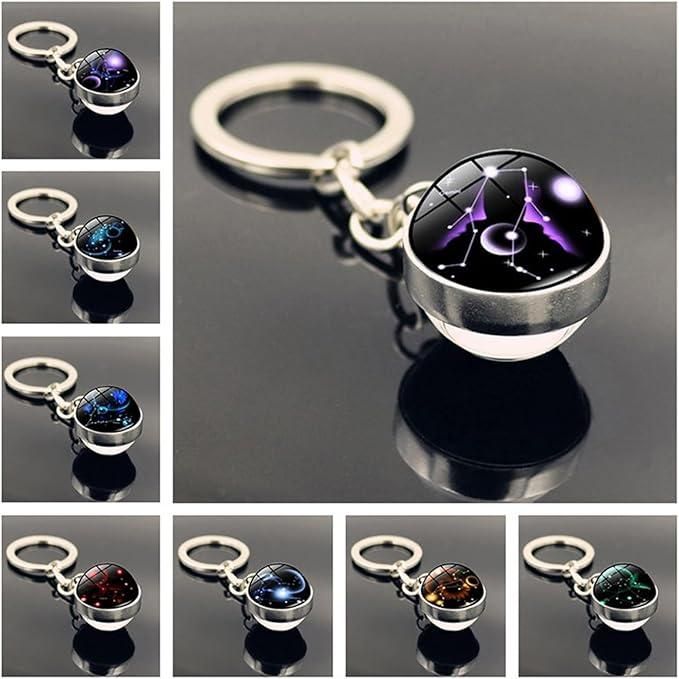 Zodiac Gemstone Keychain | Astrology Crystal Keychain
