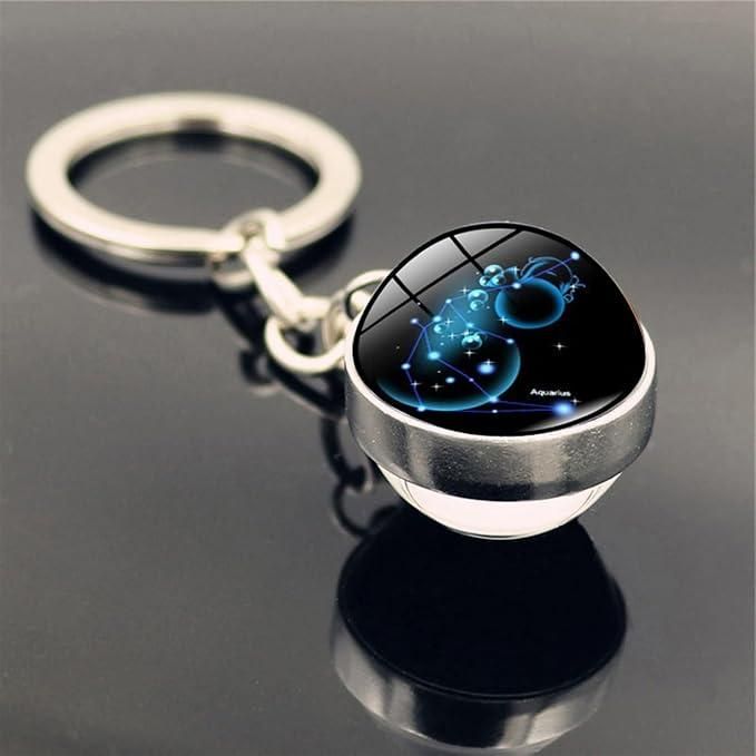 Zodiac Gemstone Keychain | Astrology Crystal Keychain